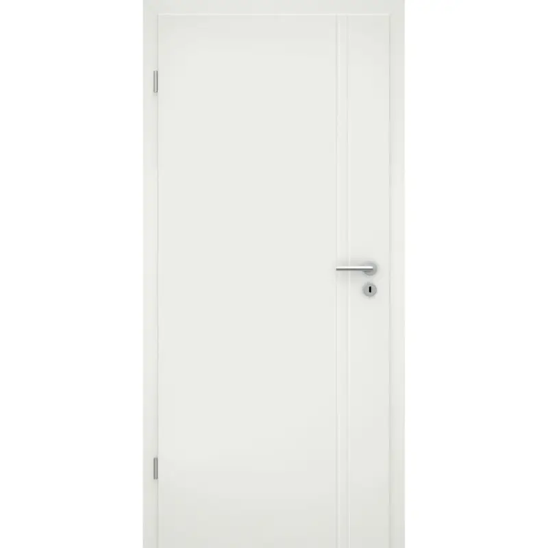 Finale Aktion Wohnungseingangstür mit Zarge soft-weiß 2 Rillen aufrecht Eckkante SK1 / KK3 - Modell Designtür VS21