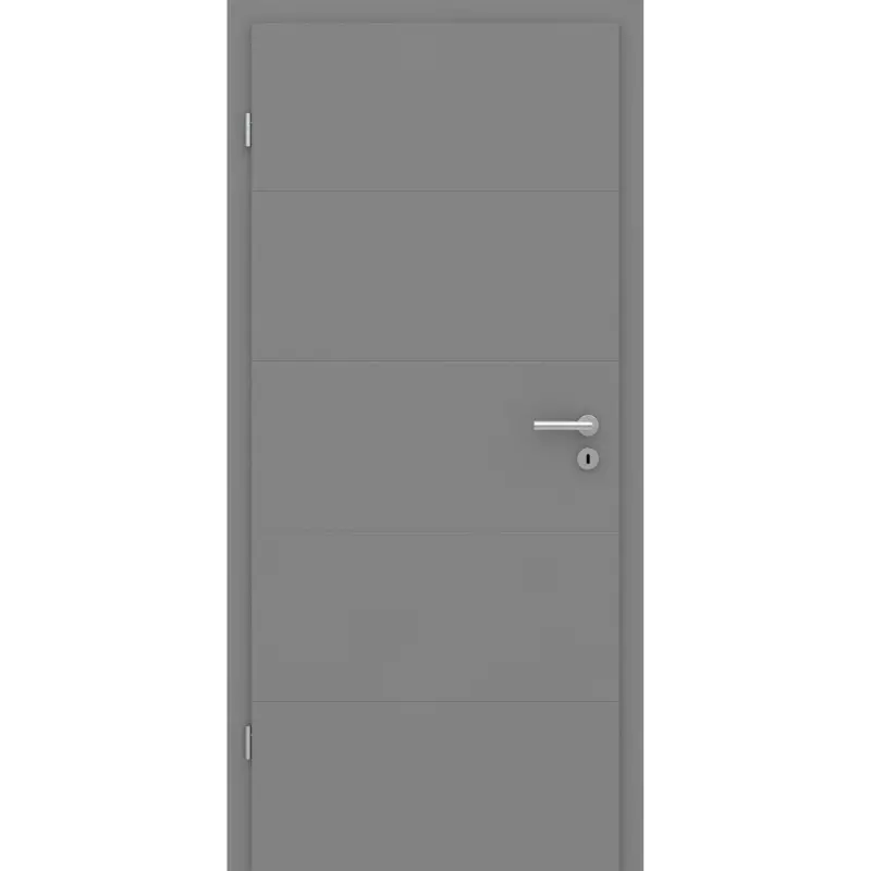 Zimmertür mit Zarge grau 4 Rillen quer Designkante - Modell Designtür Q47 Expressversand