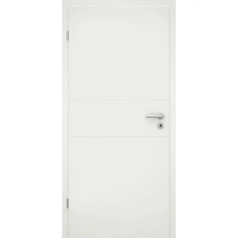 Billig Wohnungseingangstür mit Zarge im Sondermaß soft-weiß 2 Rillen Eckkante - Modell Designtür Q21
