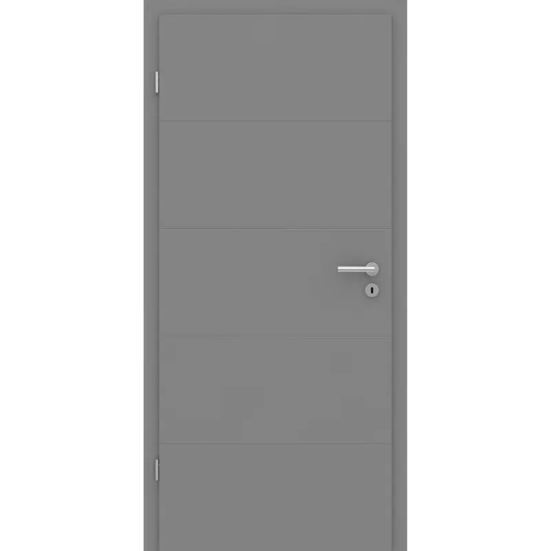 Schneller Versand Wohnungseingangstür mit Zarge im Sondermaß grau 4 Rillen quer Designkante - Modell Designtür Q47