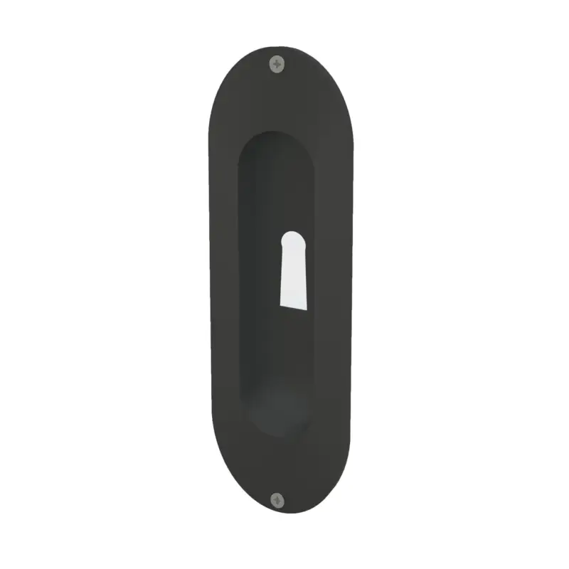 Griffmuschel Modern oval 40 x 120 mm Alara BB Mattschwarz für Holzschiebetür | inkl. Einbau in Holzschiebetür Expressversand