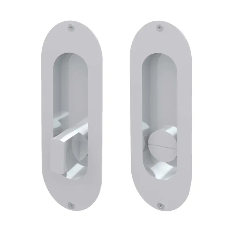 Griffmuschel Modern oval 40 x 120 mm Alara WC Chrom glänzend für Holzschiebetür | inkl. Einbau in Holzschiebetür Expressversand