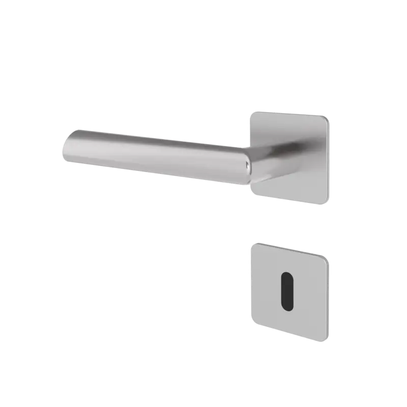 Türgriff mit Flachrosette eckig L- Form gerade Modell Jadena pure Edelstahl Clipsystem Preiswert