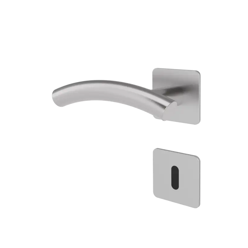 Türgriff mit Flachrosette eckig L-Form geschwungen Modell Sylora pure Edelstahl Clipsystem Kracherpreis