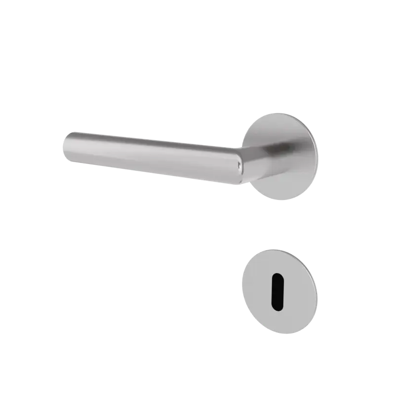 Türgriff mit Flachrosette rund L- Form gerade Modell Baltara Premium Edelstahl Klipprosette flach Klasse 1 Jetzt Bestellen