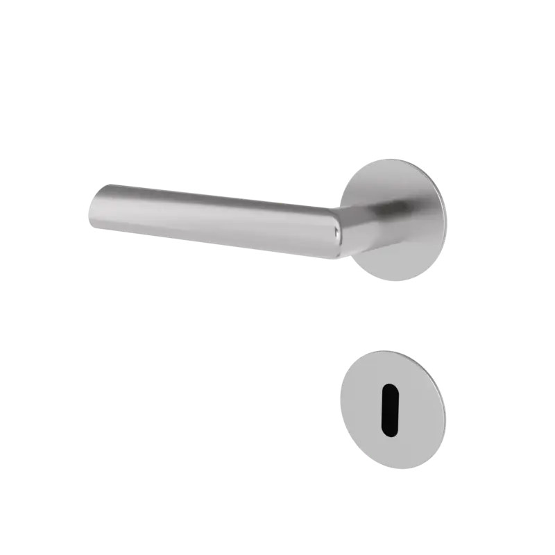 Türgriff mit Flachrosette rund L- Form gerade Modell Jadena Edelstahl Clipsystem Kracherpreis