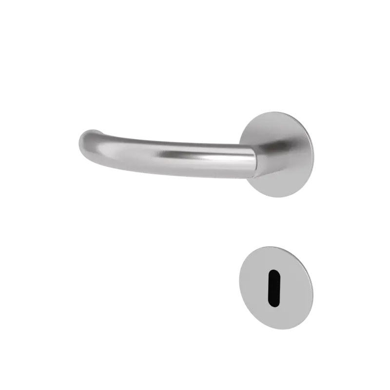Türgriff mit Flachrosette rund L-Form gebogen Modell Laroa Edelstahl Clipsystem Sichere Zahlung