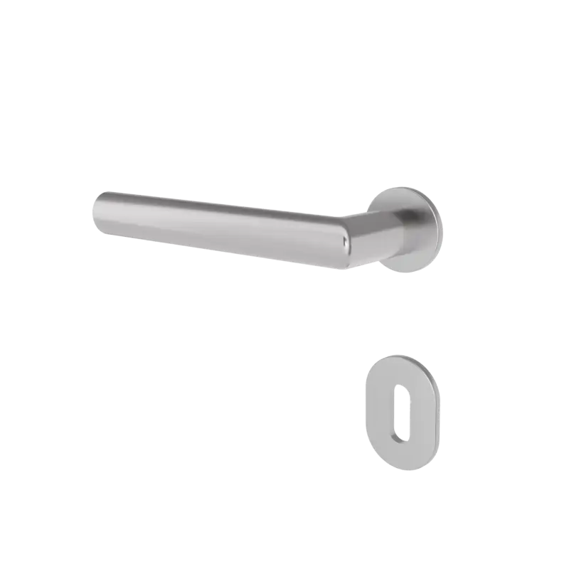 Türgriff mit Mini-Flachrosette rund L- Form gerade Modell Baltara Edelstahl Klipprosette Mini Sonderangebot