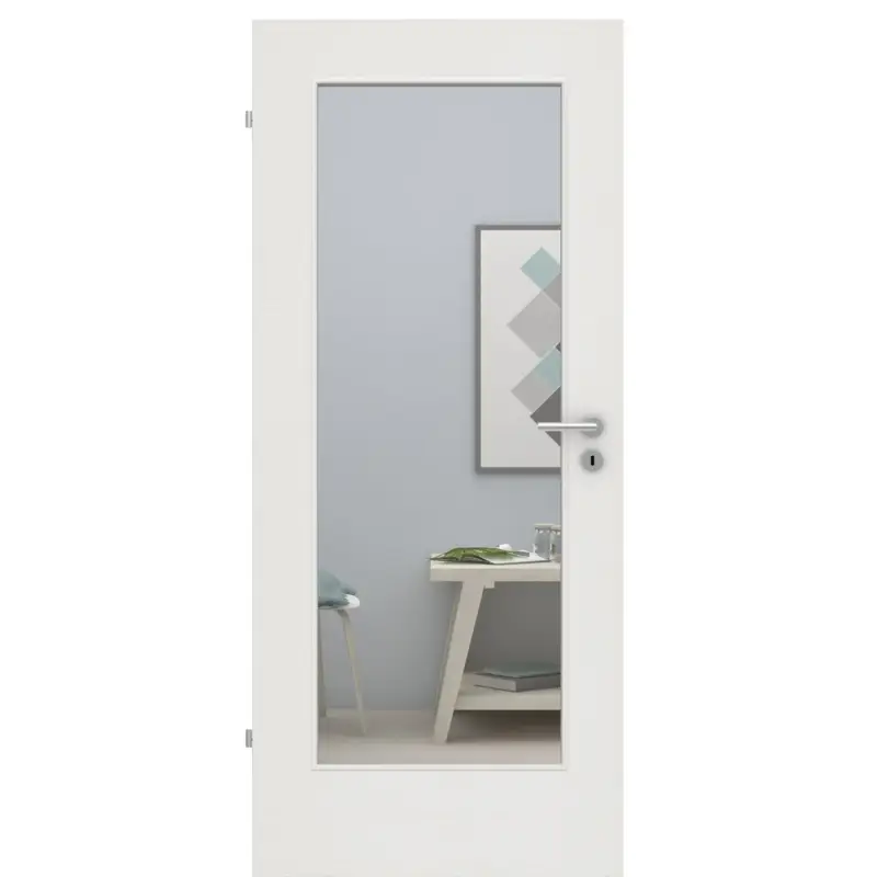 Sonderangebot Zimmertür mit Lichtausschnitt LA1 CPL Matt Weiß Holzstruktur Quer Designkante