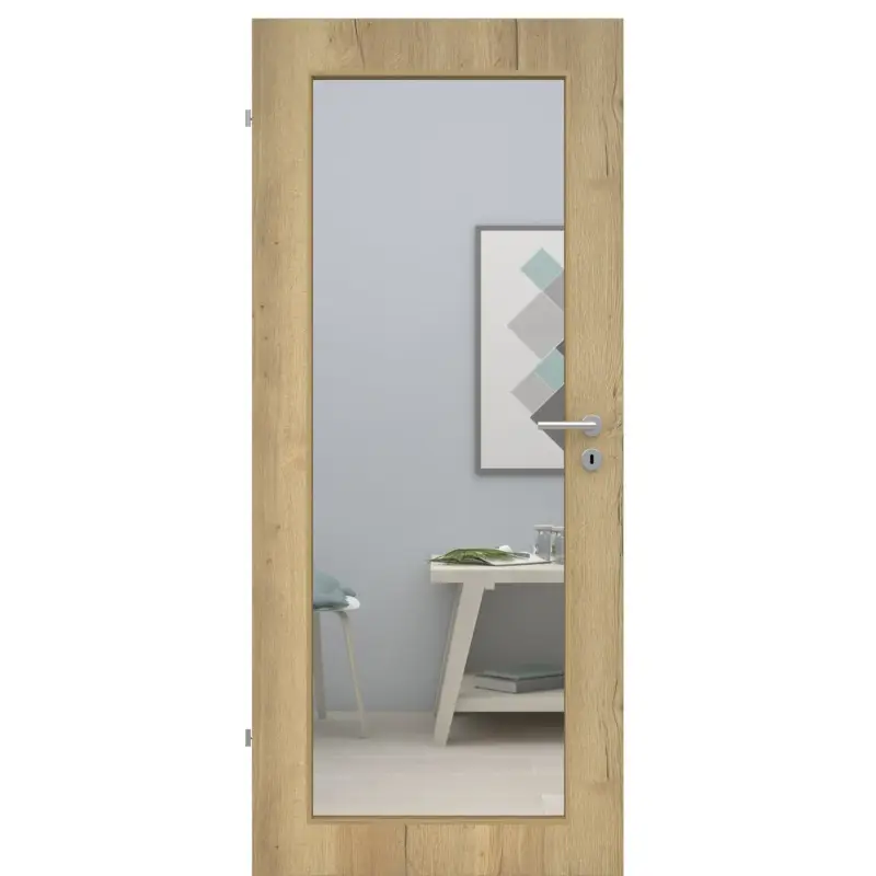 Angebot Zimmertür mit Lichtausschnitt LAXL CPL Struktur Fachwerk Natur-Eiche Designkante