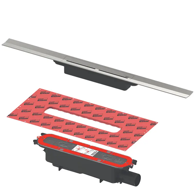 Günstig Tece drainprofile Duschrinne Set Edelstahl gebürstet L:100 cm mit Grundkörper Norm, Bauhöhe 9,5 cm DN50