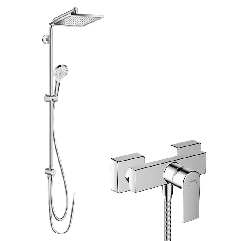 Hansgrohe Vernis Shape Duscharmatur Set mit Showerpipe Reno Crometta E 240 chrom Neuheit