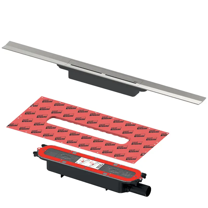Solange Der Vorrat Reicht Tece drainprofile Duschrinne Set Edelstahl gebürstet L:100 cm mit Grundkörper Flach, Bauhöhe 6,5 cm DN40
