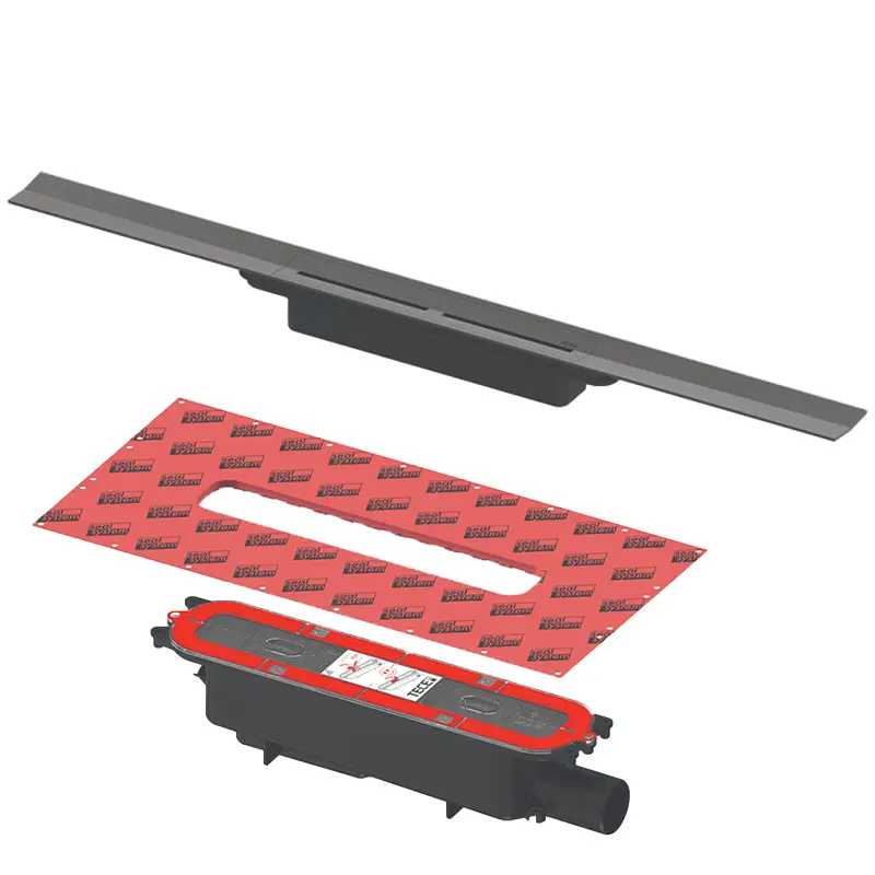 Bestseller Tece drainprofile Duschrinne Set schwarz chrom gebürstet L:120 cm mit Grundkörper Norm, Bauhöhe 9,5 cm DN50
