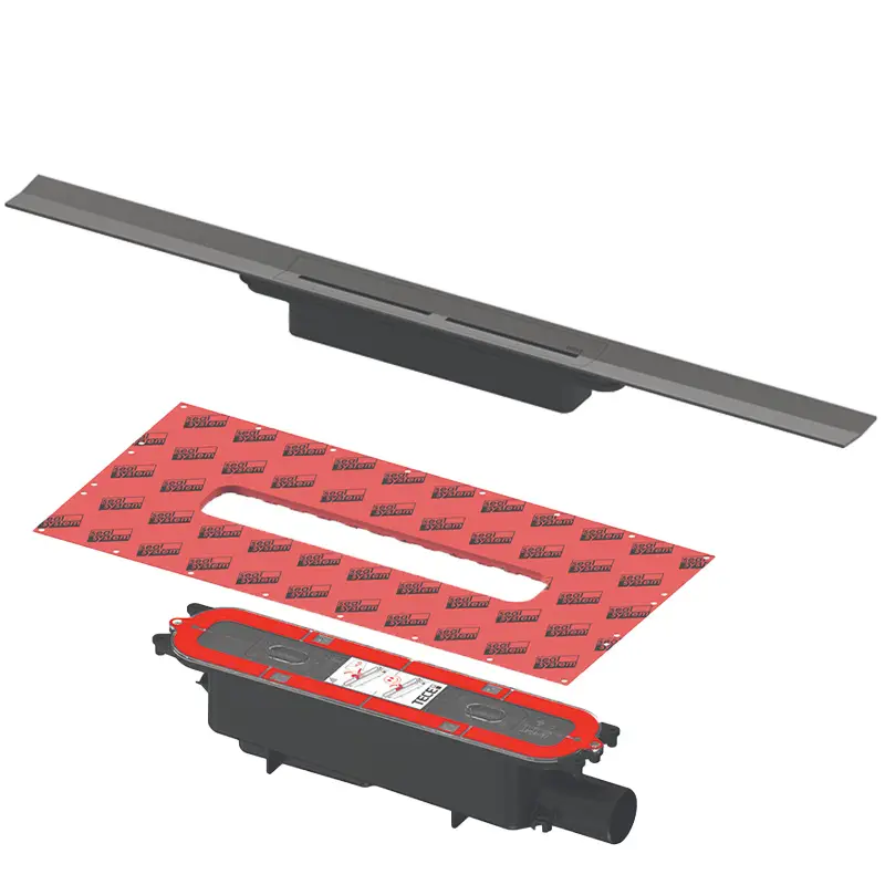 Solange Der Vorrat Reicht Tece drainprofile Duschrinne Set schwarz chrom gebürstet L:90 cm mit Grundkörper Norm, Bauhöhe 9,5 cm DN50