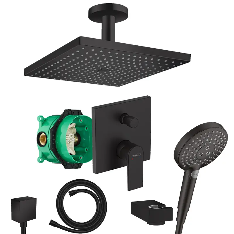 Hansgrohe Vernis Shape Unterputz Duschsystem schwarz matt Kopfbrause Raindance E300 Deckenanschluss und iBox Kostenfreie Lieferung