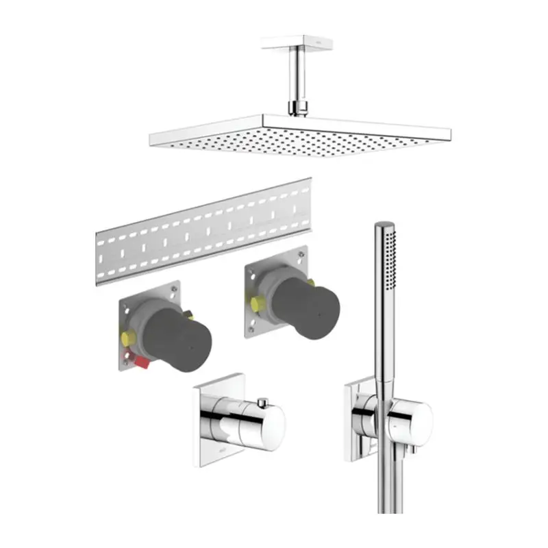Online Kaufen Keuco IXMO Unterputz Thermostat Duschsystem eckig mit Kopfbrause 250x250 Deckenanschluss und Grundkörper, chrom