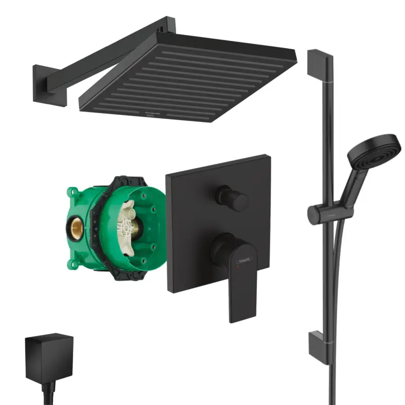 Sonderangebot Hansgrohe Vernis Shape Unterputz Duschsystem schwarz matt Pulsify Brauseset mit Kopfbrause Pulsify E260 und iBox