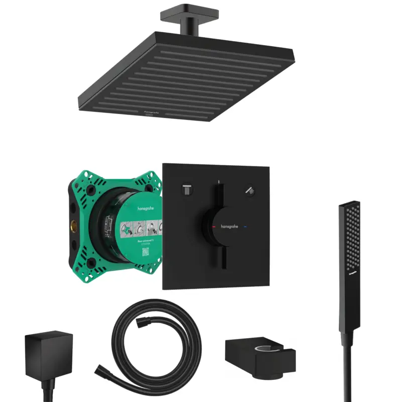 Günstig Hansgrohe DuoTurn E Unterputz Duschsystem Pulsify E Stabhandbrause schwarz matt Pulsify E 260 Deckenanschluss und iBox
