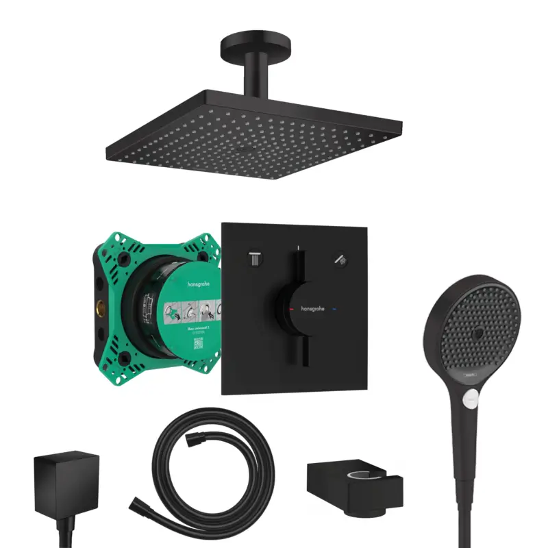 Hansgrohe DuoTurn E Unterputz Duschsystem Rainfinity 3jet schwarz matt Raindance E 300 Deckenanschluss und iBox Echt