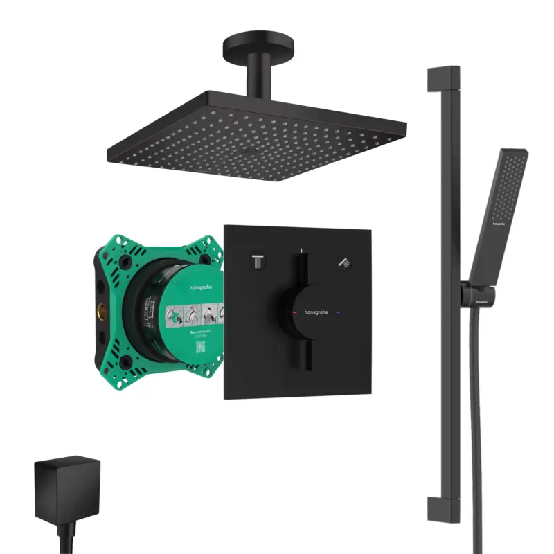 Hansgrohe DuoTurn E Unterputz Duschsystem Pulsify E Brauseset schwarz matt Raindance E 300 Deckenanschluss und iBox Top-Preis