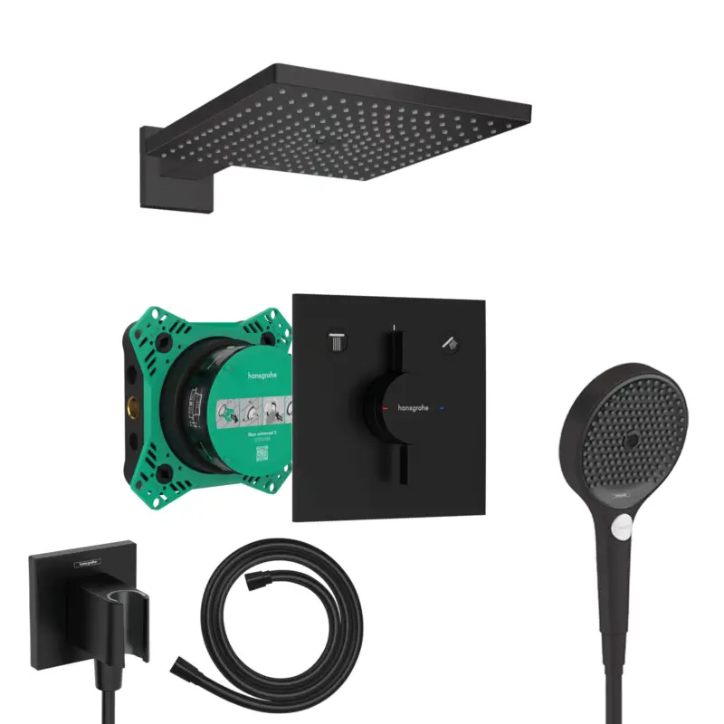 Hansgrohe DuoTurn E Unterputz Duschsystem Rainfinity 3jet schwarz matt Kopbrause Raindance E 300 und iBox Must-Have