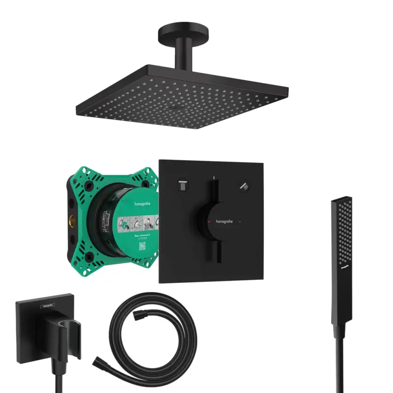 Preisreduziert Hansgrohe DuoTurn E Unterputz Duschsystem Pulsify E Stabhandbrause schwarz matt Raindance E 300 Deckenanschluss und iBox