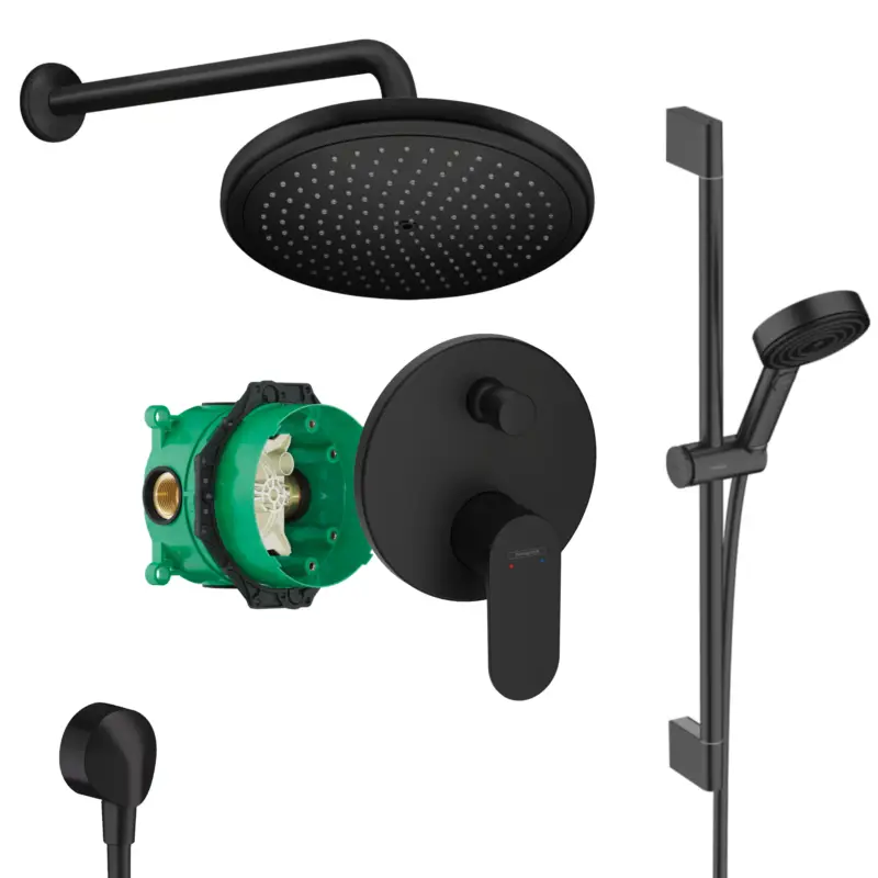 Kracherpreis Hansgrohe Vernis Blend Unterputz Duschsystem schwarz matt Pulsify Brauseset mit Kopfbrause Croma 280 und iBox