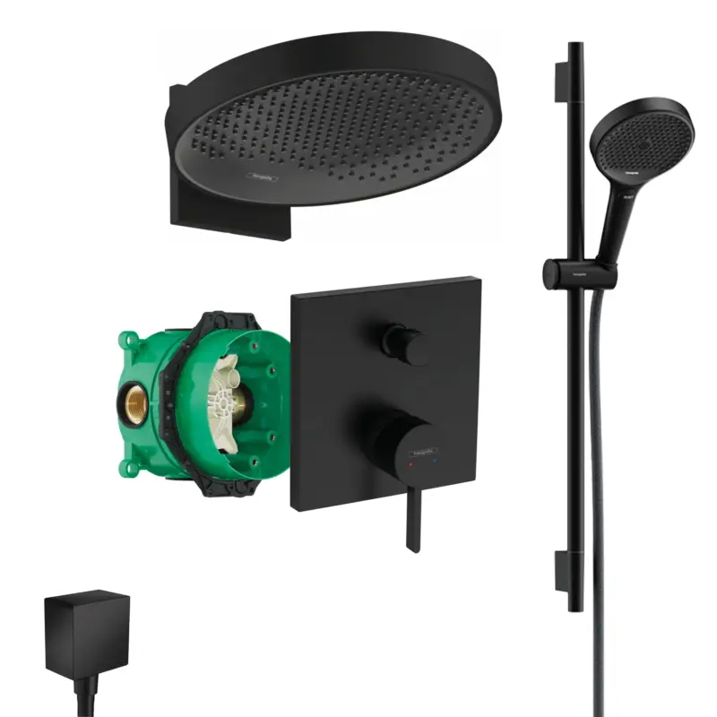 Bestseller Hansgrohe Finoris Unterputz Duschsystem Rainfinity Brauseset schwarz matt Rainfinity 360 Wandanschluss und iBox