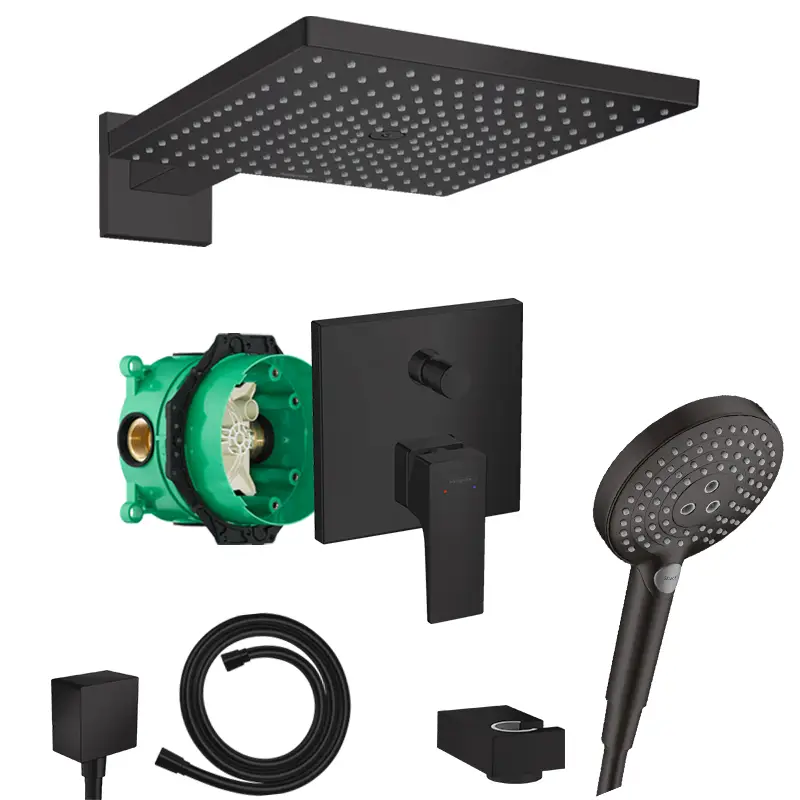 Kostenloser Versand Hansgrohe Metropol Unterputz Duschsystem schwarz matt Kopfbrause Raindance E300 und iBox