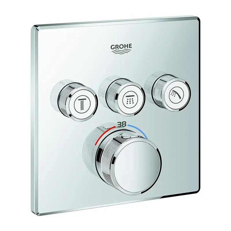 Mega-Angebot Grohe Grohtherm SmartControl Thermostat mit 3 Absperrventilen, eckige Ausführung chrom