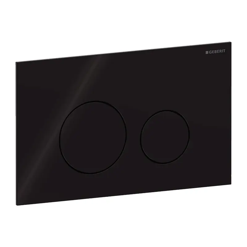 Kracherpreis Geberit Sigma40 Betätigungsplatte rund. für 2-Mengen-Spülung Drückerplatte Glas glänzend schwarz