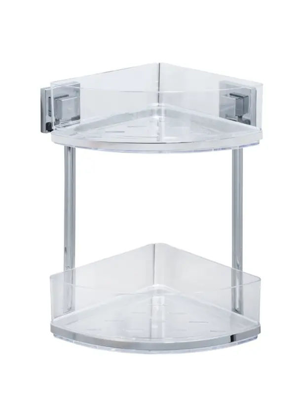 Echt Vacuum-Loc® Edelstahl Eckregal 2 Etagen Mod. QuadroBefestigen ohne bohren