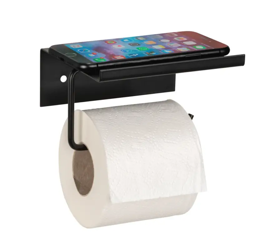 Toilettenpapierhalter Mod. Desulo Schwarzmit Ablage Knallerangebot