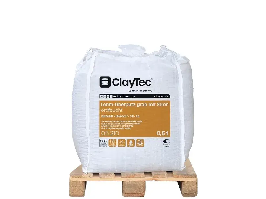 Claytec Lehmoberputz grob erdfeucht Big-Bag 0,5 t Rabatt