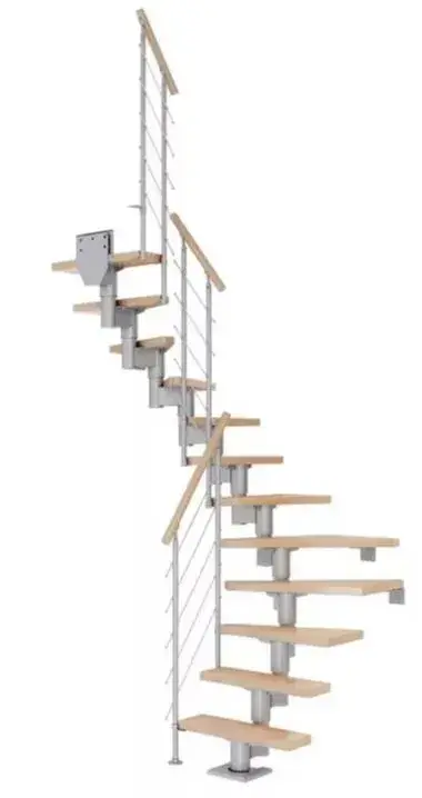 Highlight Dolle Mittelholmtreppe Dublin perlgrau Buche versiegelt 1/4 gewendelt 65 cm Breite