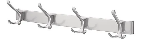Huthaken-Leiste 0822-0825 4 Hak.A.96mm LM.silberf.elox.H.102mm Echt