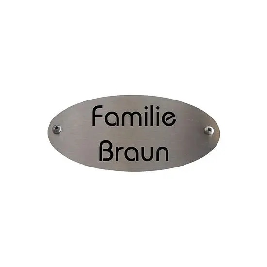 Namensschild Lasergravur Edelstahl oval Must-Have