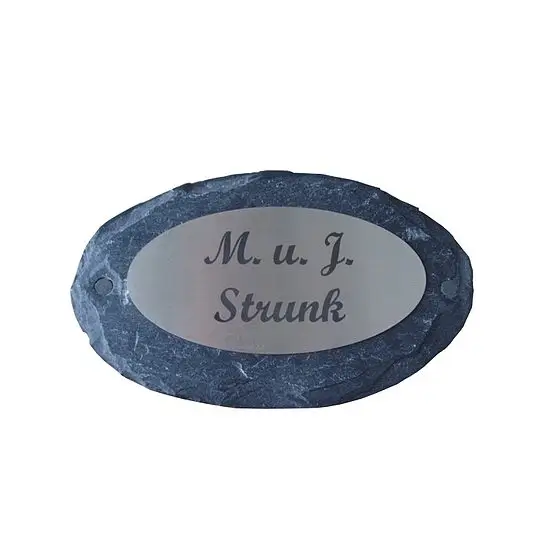 Namensschild Schieferstein Edelstahl oval Expressversand