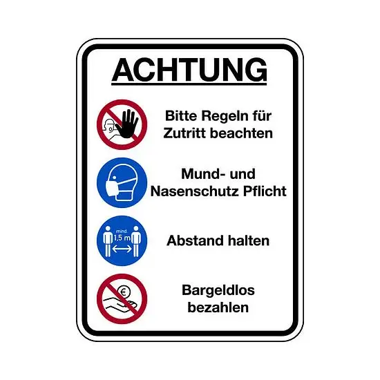 Kombischild - Regeln für Zutritt Preisknaller