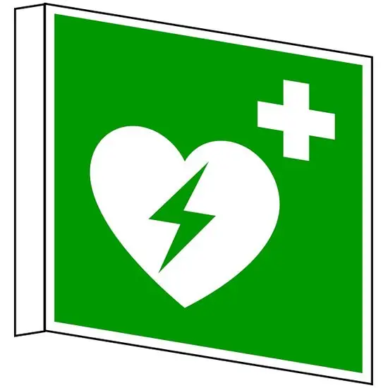 Rettungszeichen - Automatisierter Externer Defibrillator Fahnenschild ASR A1.3 DIN EN ISO 7010 Preisreduziert
