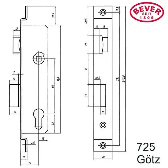 Metalltürschloss Götz 725 Preisknaller