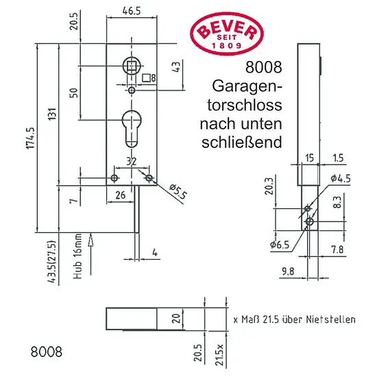 Sale Garagentorschloss 8008 nach unten schließend