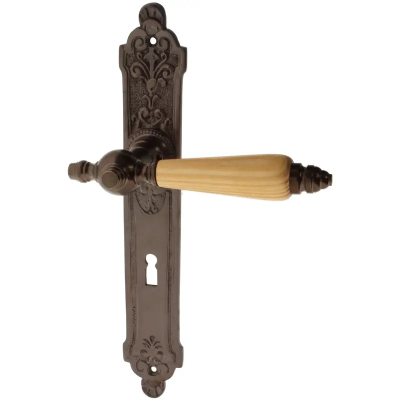 Zimmertürgarnitur Fulda in Messing, antik Markenware