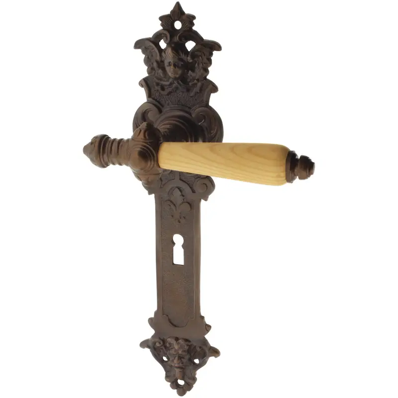 Zimmertürgarnitur Blidger in Messing, antik Markenware