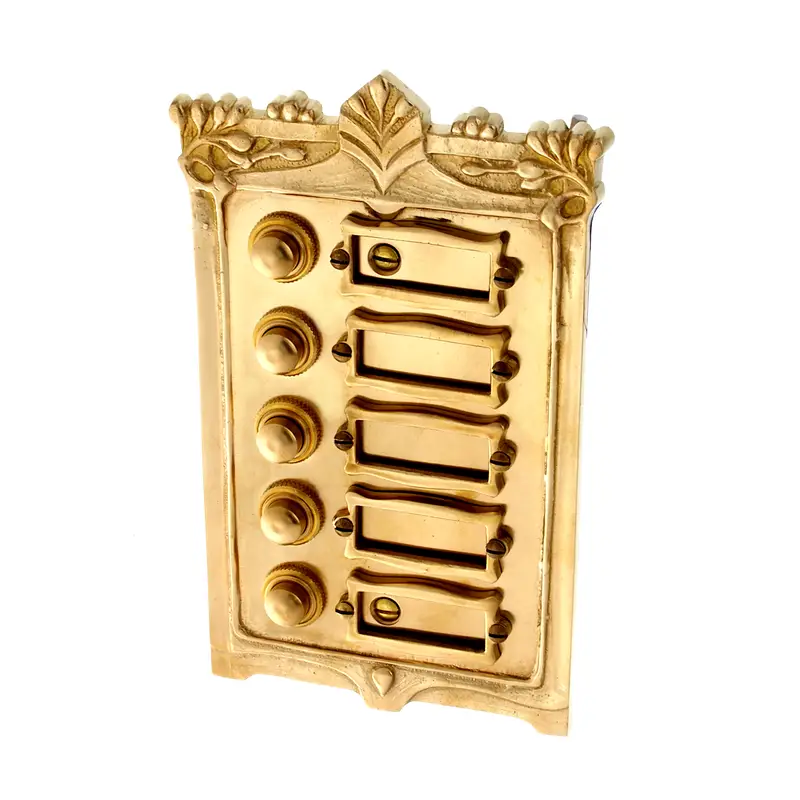 Knallerangebot Klingel aus der Zeit des Jugendstil mit Namensfeld - Messing patiniert P9305