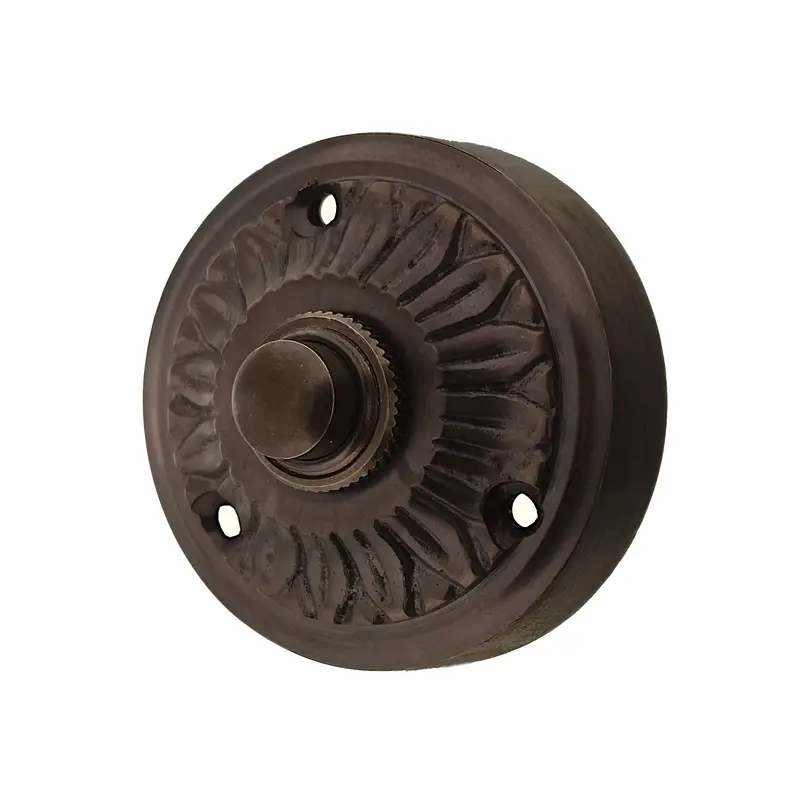 Markenprodukt Klingelplatte Gründerzeit mit Klingelknopf - Messing antik Oberfläche - A9266 Aufputz