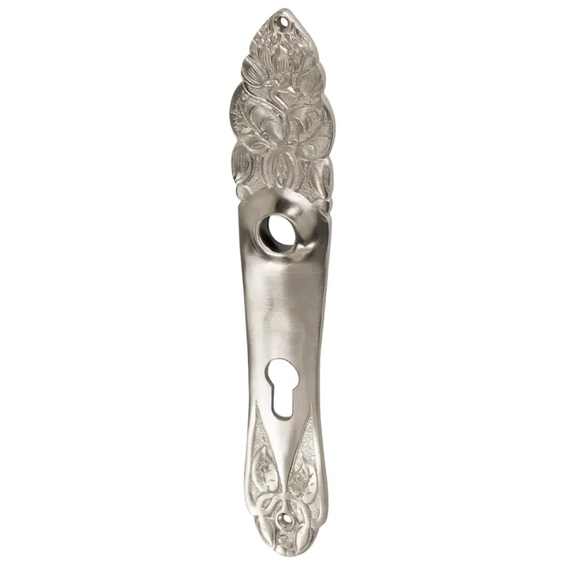Kostenloser Versand Langschild mit Jugendstil Blumenmuster, Nickel matt