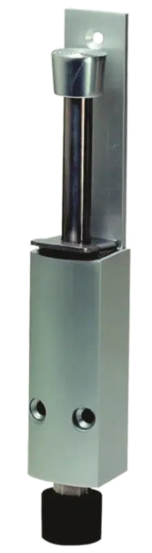 Zertifiziert KWS Türfeststeller mit Tretbolzen, Hub 120 mm, silberfarbig
