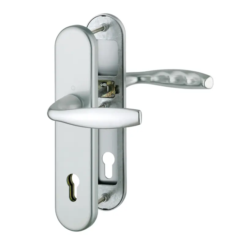 Schutz-Drückergarnitur Hoppe "New York" 1810H/3331/3410, 92 mm PZ, Nuss 10 mm, Schutzlangschild, F1 Preis Gesenkt